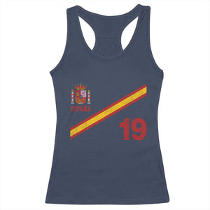 Espana Spain Football Racerback Tank Top Spanish Flag Stripes Number 19 Athletic Soccer National Pride