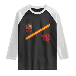Espana Spain Football Raglan Shirt Spanish Flag Stripes Number 19 Athletic Soccer National Pride