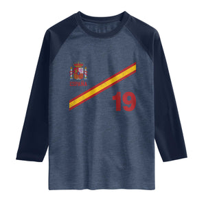 Espana Spain Football Raglan Shirt Spanish Flag Stripes Number 19 Athletic Soccer National Pride