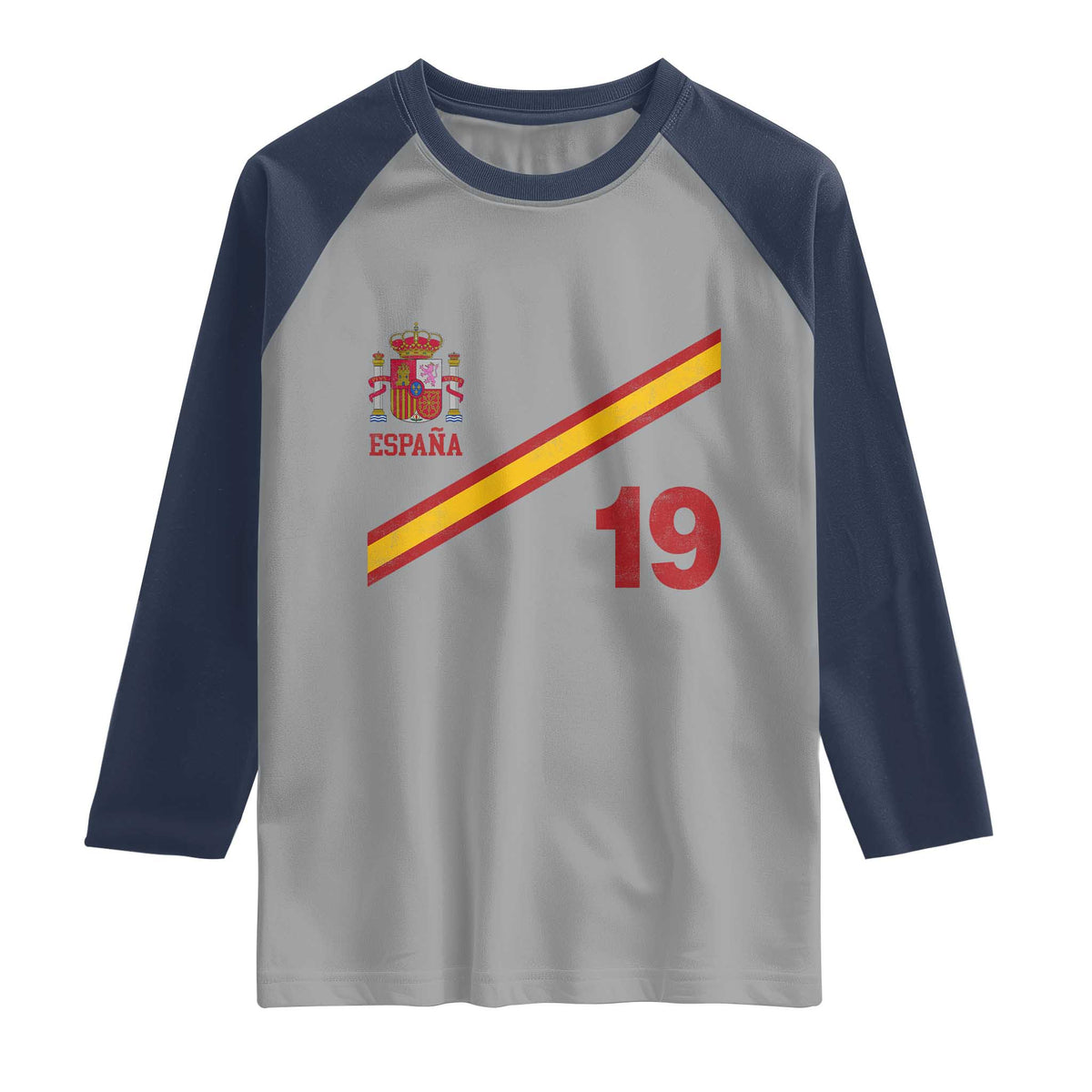 Espana Spain Football Raglan Shirt Spanish Flag Stripes Number 19 Athletic Soccer National Pride