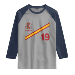 Espana Spain Football Raglan Shirt Spanish Flag Stripes Number 19 Athletic Soccer National Pride