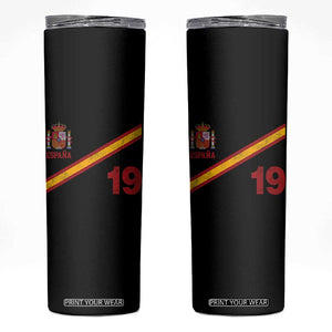 Espana Spain Football Skinny Tumbler Spanish Flag Stripes Number 19 Athletic Soccer National Pride