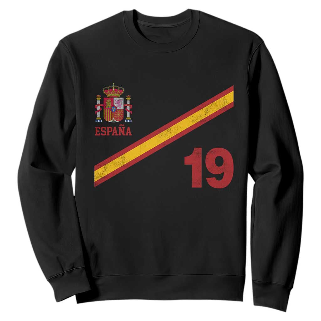 Espana Spain Football Sweatshirt Spanish Flag Stripes Number 19 Athletic Soccer National Pride