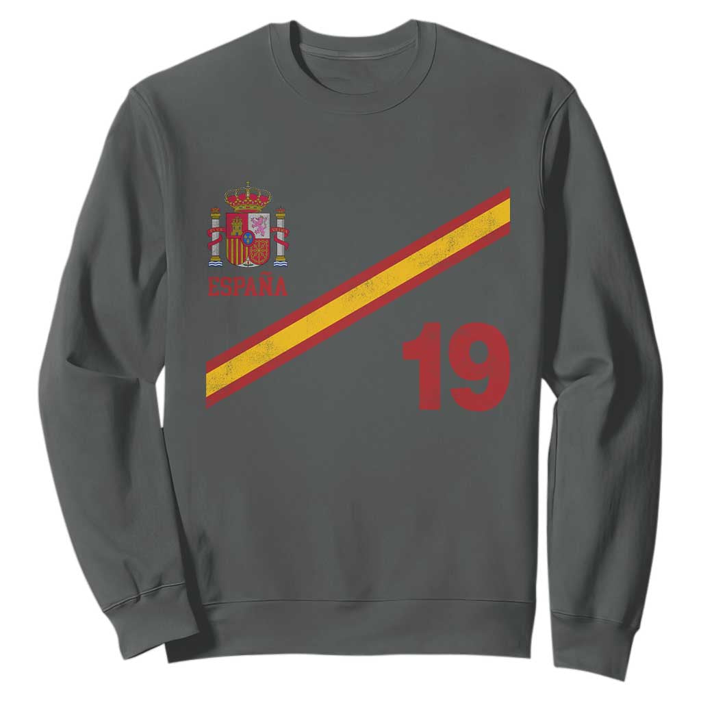 Espana Spain Football Sweatshirt Spanish Flag Stripes Number 19 Athletic Soccer National Pride