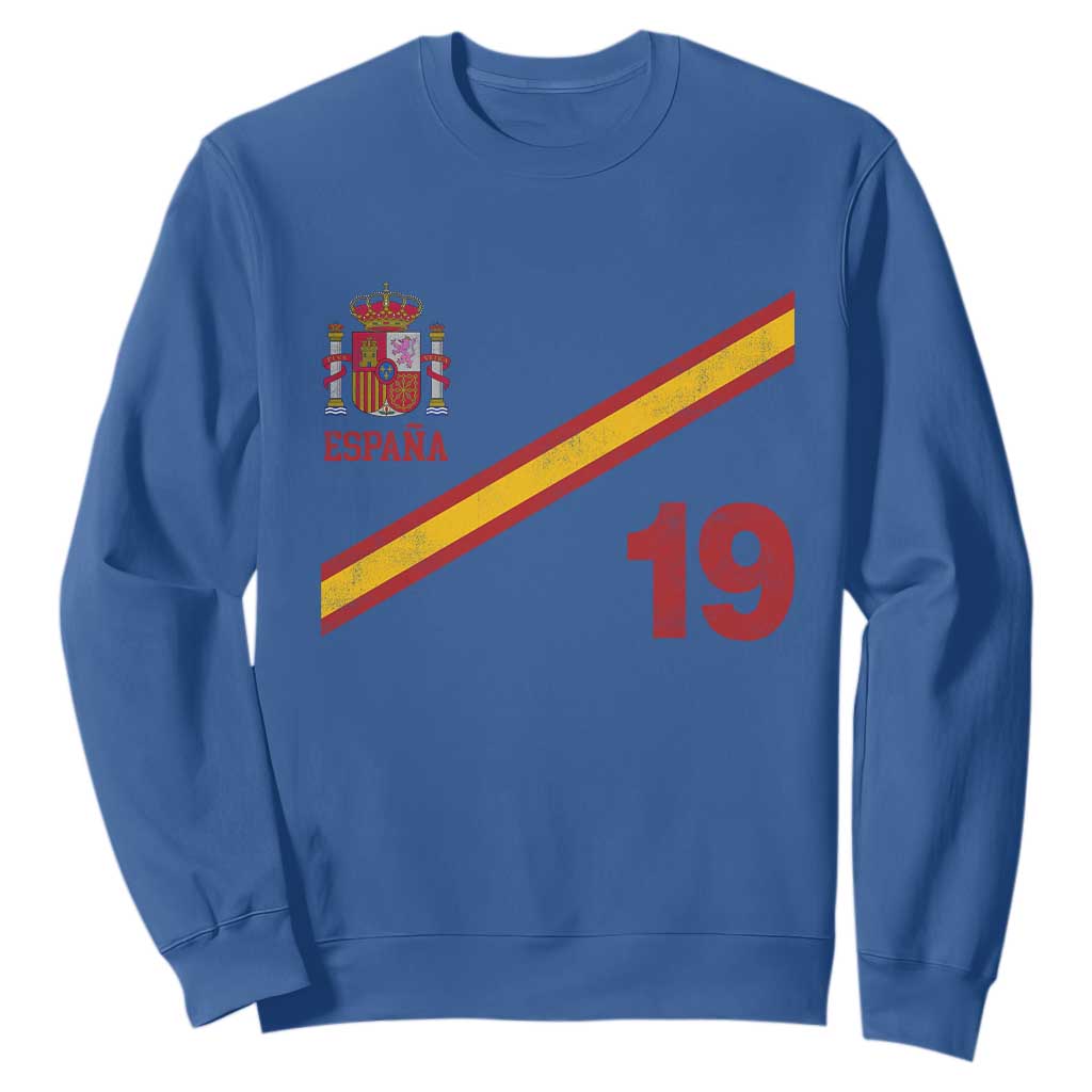 Espana Spain Football Sweatshirt Spanish Flag Stripes Number 19 Athletic Soccer National Pride