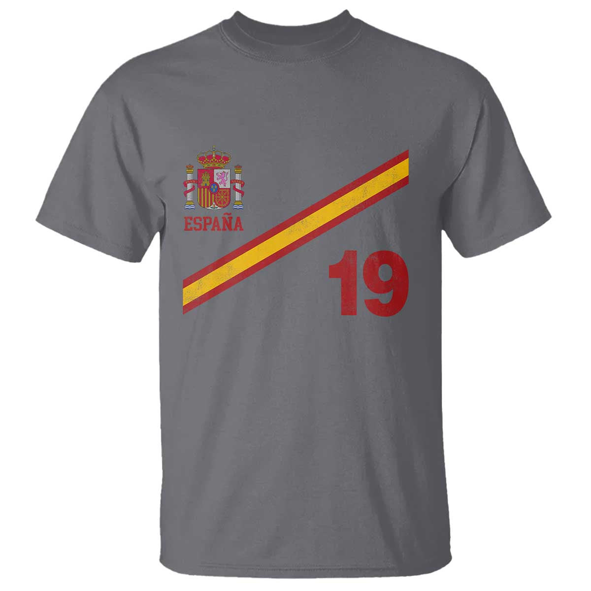 Espana Spain Football T Shirt Spanish Flag Stripes Number 19 Athletic Soccer National Pride