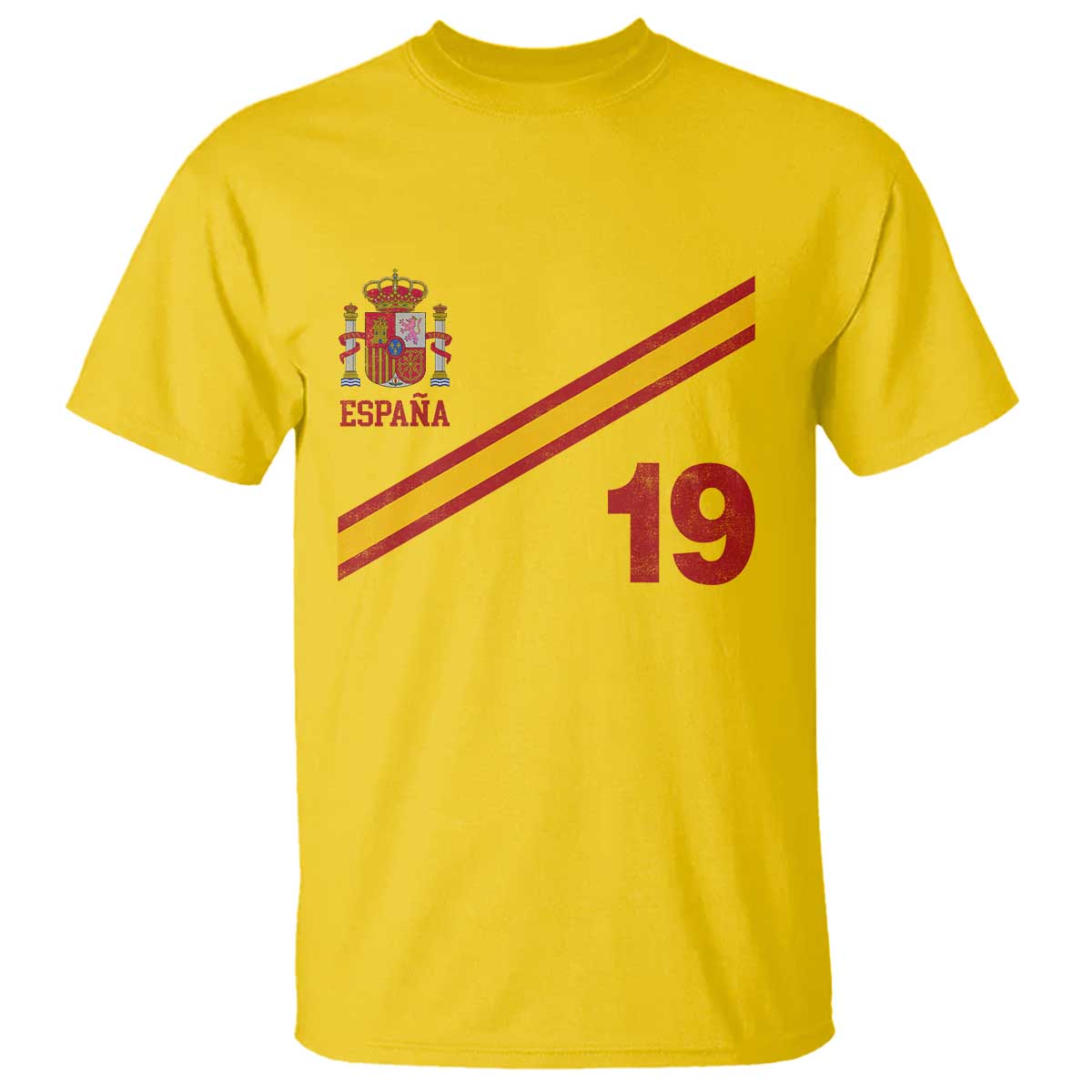 Espana Spain Football T Shirt Spanish Flag Stripes Number 19 Athletic Soccer National Pride