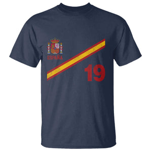 Espana Spain Football T Shirt Spanish Flag Stripes Number 19 Athletic Soccer National Pride