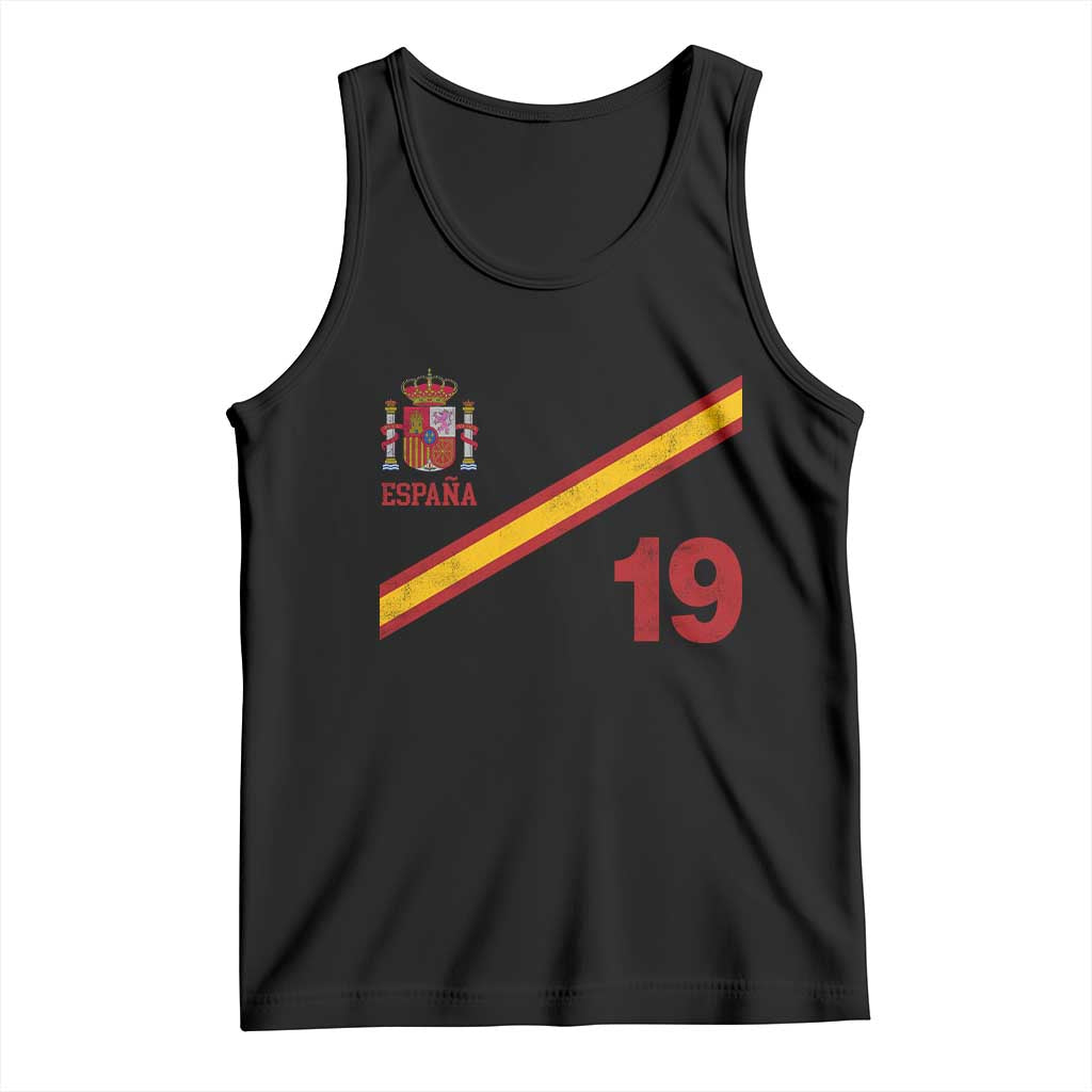 Espana Spain Football Tank Top Spanish Flag Stripes Number 19 Athletic Soccer National Pride TS11 Black Print Your Wear