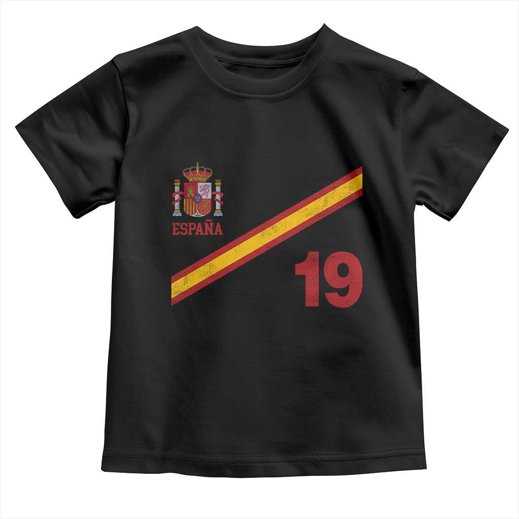 Espana Spain Football Toddler T Shirt Spanish Flag Stripes Number 19 Athletic Soccer National Pride TS11 Black Print Your Wear