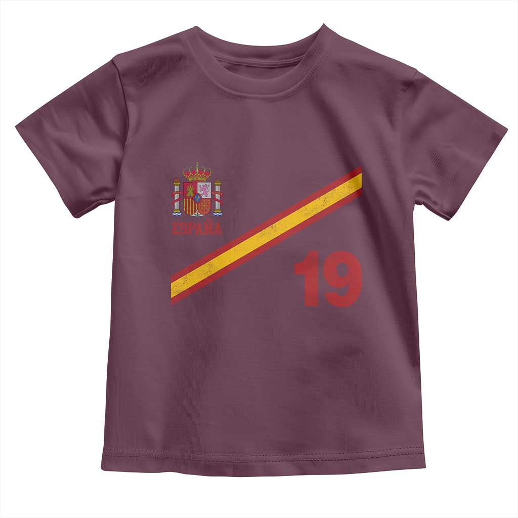 Espana Spain Football Toddler T Shirt Spanish Flag Stripes Number 19 Athletic Soccer National Pride
