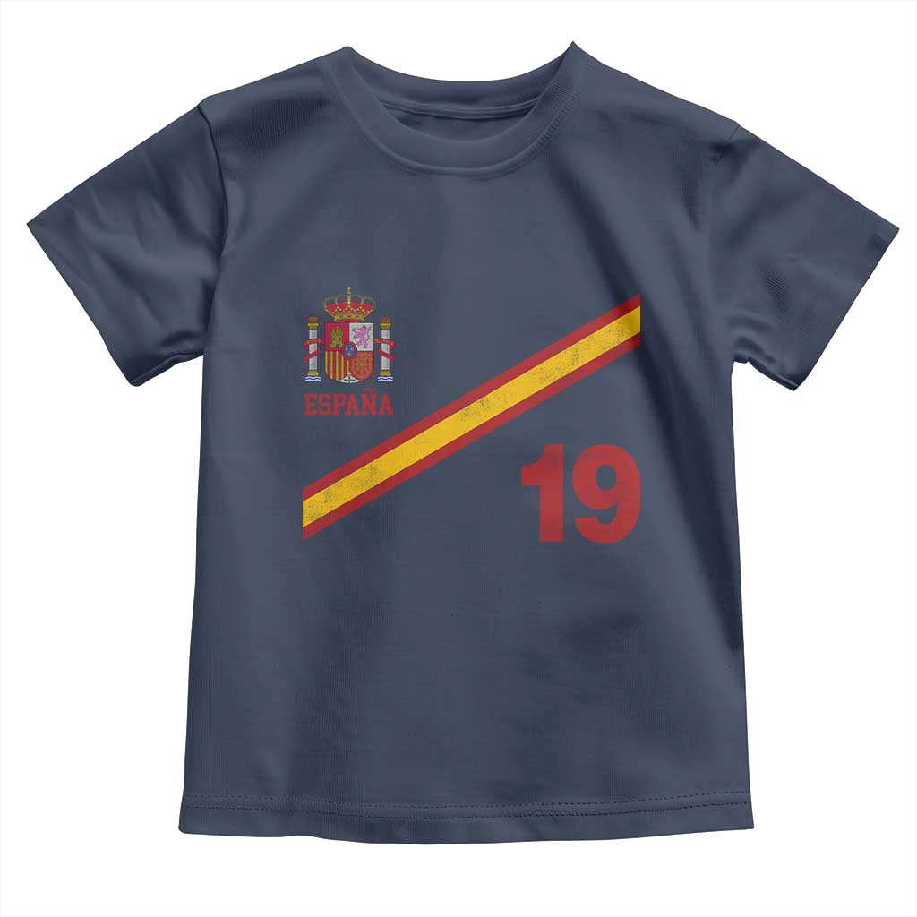 Espana Spain Football Toddler T Shirt Spanish Flag Stripes Number 19 Athletic Soccer National Pride