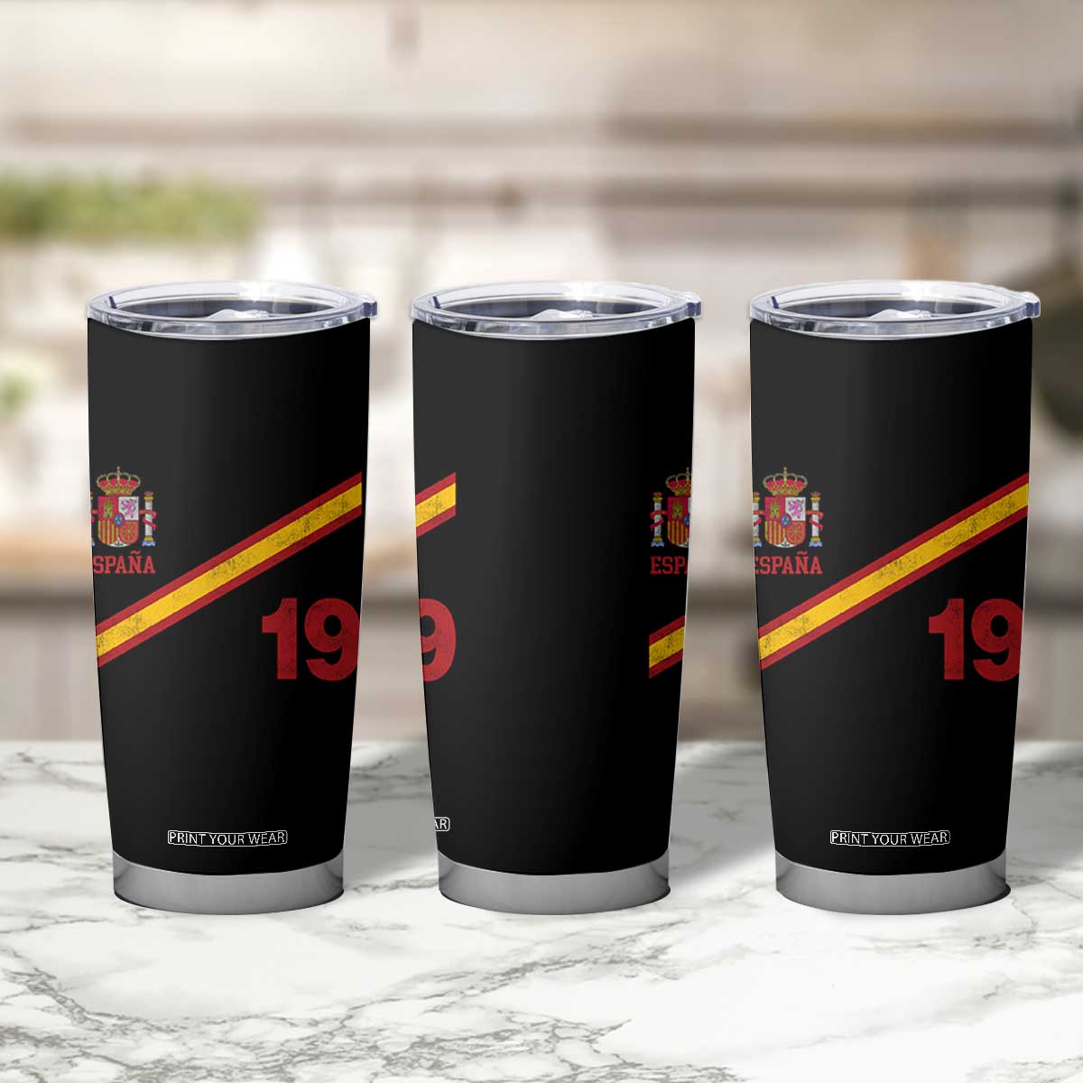 Espana Spain Football Tumbler Cup Spanish Flag Stripes Number 19 Athletic Soccer National Pride