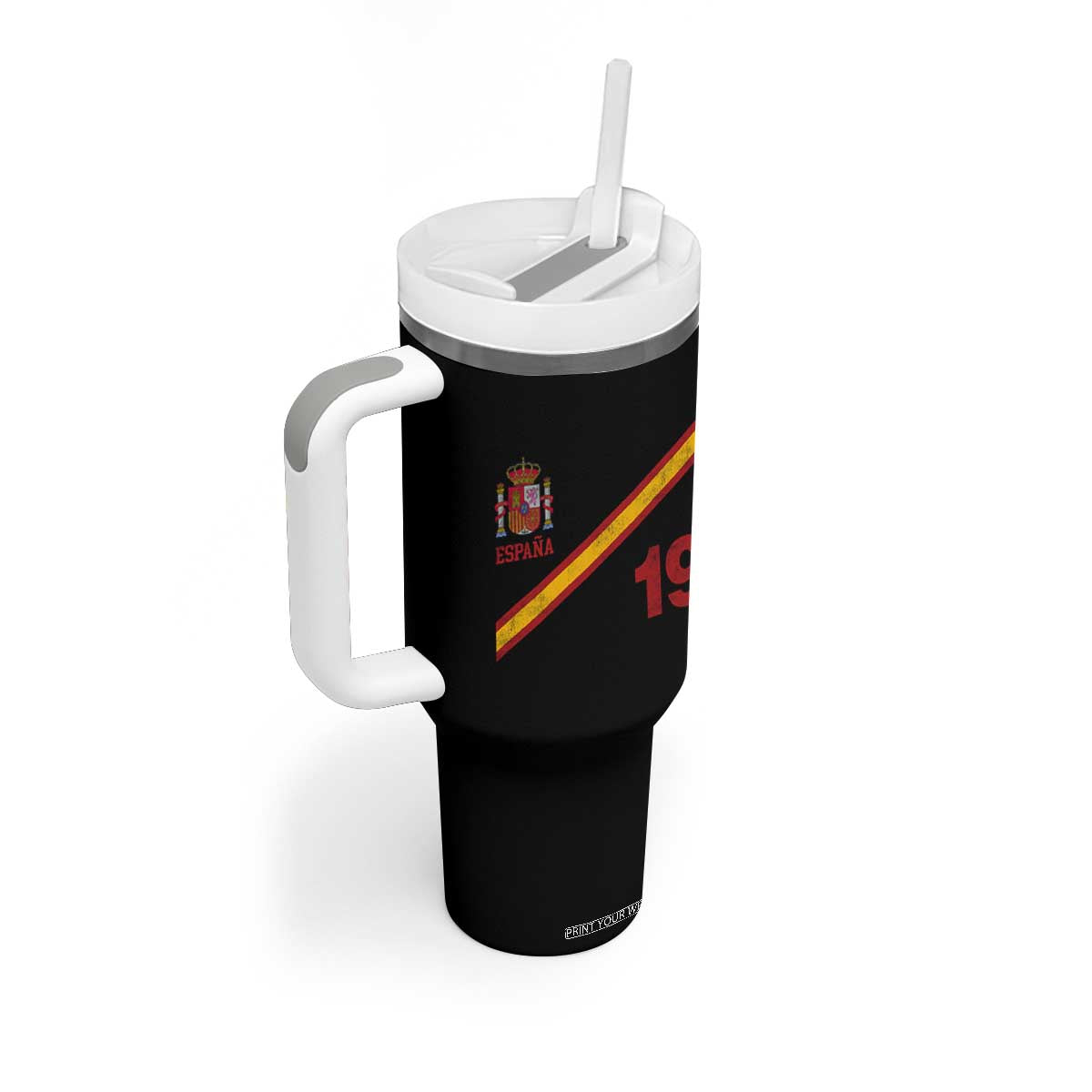 Espana Spain Football Tumbler With Handle Spanish Flag Stripes Number 19 Athletic Soccer National Pride