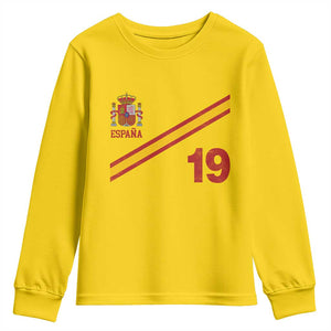 Espana Spain Football Youth Sweatshirt Spanish Flag Stripes Number 19 Athletic Soccer National Pride
