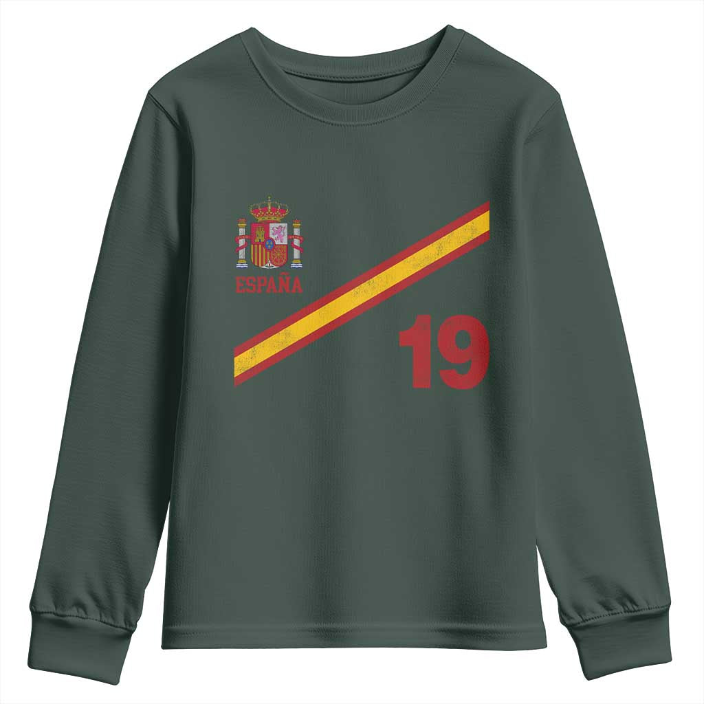 Espana Spain Football Youth Sweatshirt Spanish Flag Stripes Number 19 Athletic Soccer National Pride