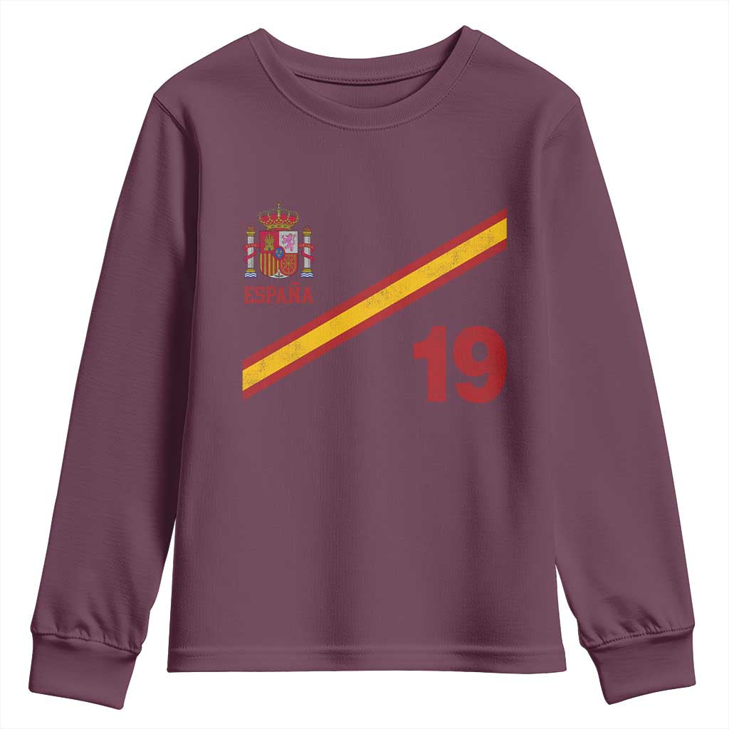 Espana Spain Football Youth Sweatshirt Spanish Flag Stripes Number 19 Athletic Soccer National Pride