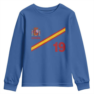 Espana Spain Football Youth Sweatshirt Spanish Flag Stripes Number 19 Athletic Soccer National Pride