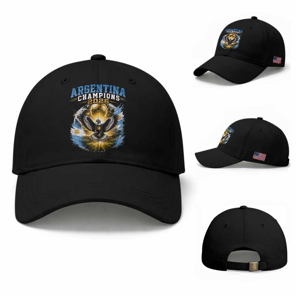 Argentina Champions 2026 Baseball Cap Proud Argentinian Football Fan TS11 Baseball Cap Universal Fit Black Print Your Wear