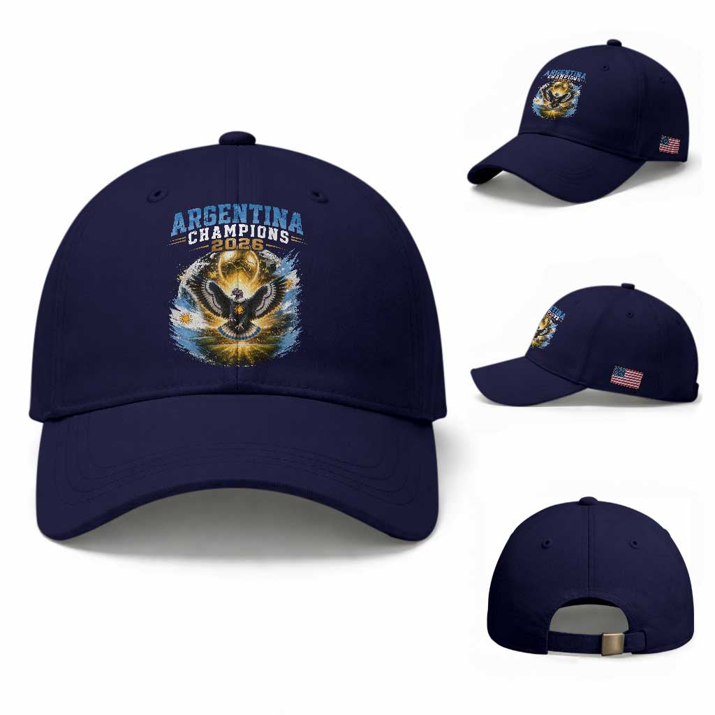 Argentina Champions 2026 Baseball Cap Proud Argentinian Football Fan TS11 Baseball Cap Universal Fit Dark Blue Print Your Wear
