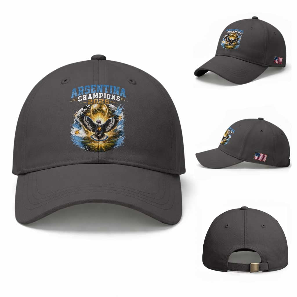 Argentina Champions 2026 Baseball Cap Proud Argentinian Football Fan TS11 Baseball Cap Universal Fit Dark Gray Print Your Wear