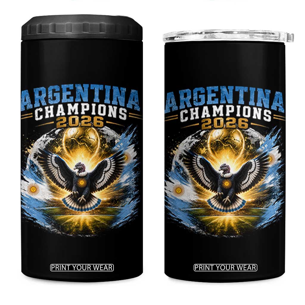Argentina Champions 2026 4 in 1 Can Cooler Tumbler Proud Argentinian Football Fan TS11 One Size: 16 oz Black Print Your Wear