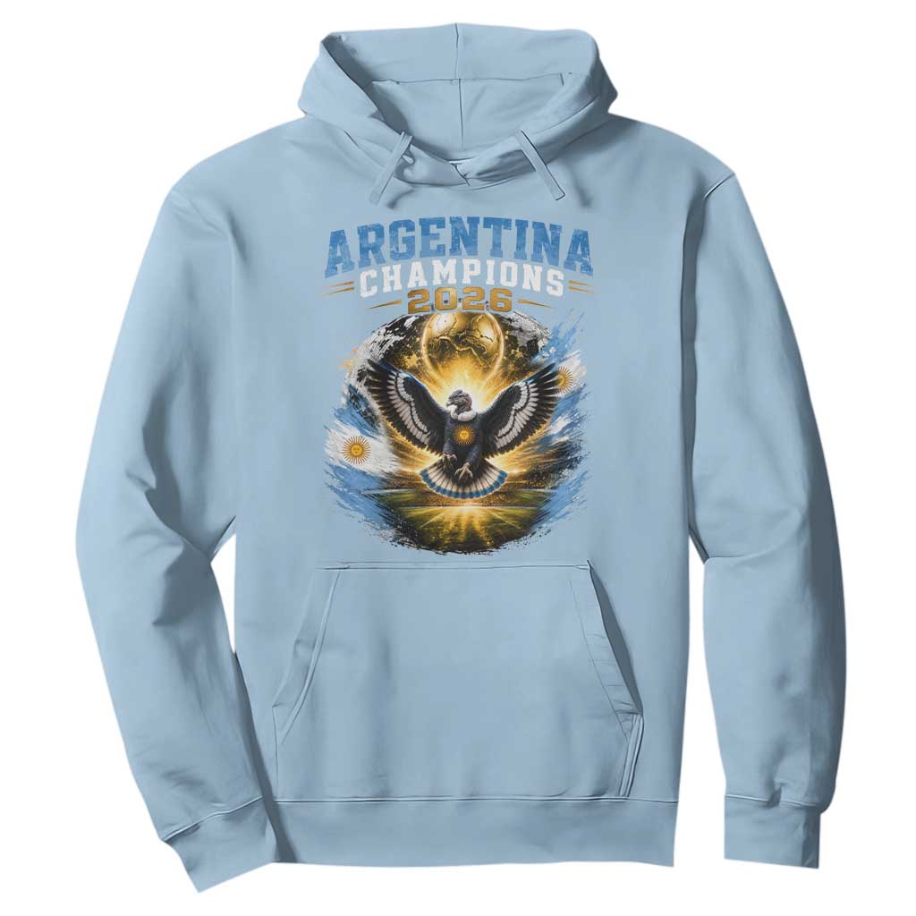Argentina Champions 2026 Hoodie Proud Argentinian Football Fan TS11 Light Blue Print Your Wear
