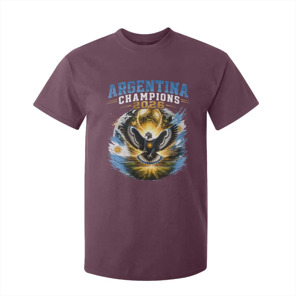 Argentina Champions 2026 T Shirt For Kid Proud Argentinian Football Fan TS11 Maroon Print Your Wear