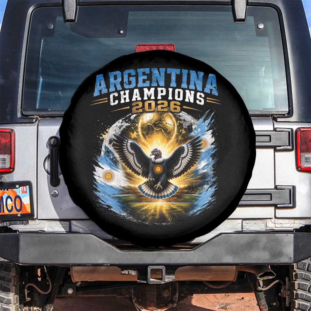 Argentina Champions 2026 Spare Tire Cover Proud Argentinian Football Fan TS11 No hole Black Print Your Wear
