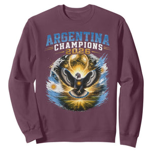Argentina Champions 2026 Sweatshirt Proud Argentinian Football Fan TS11 Maroon Print Your Wear