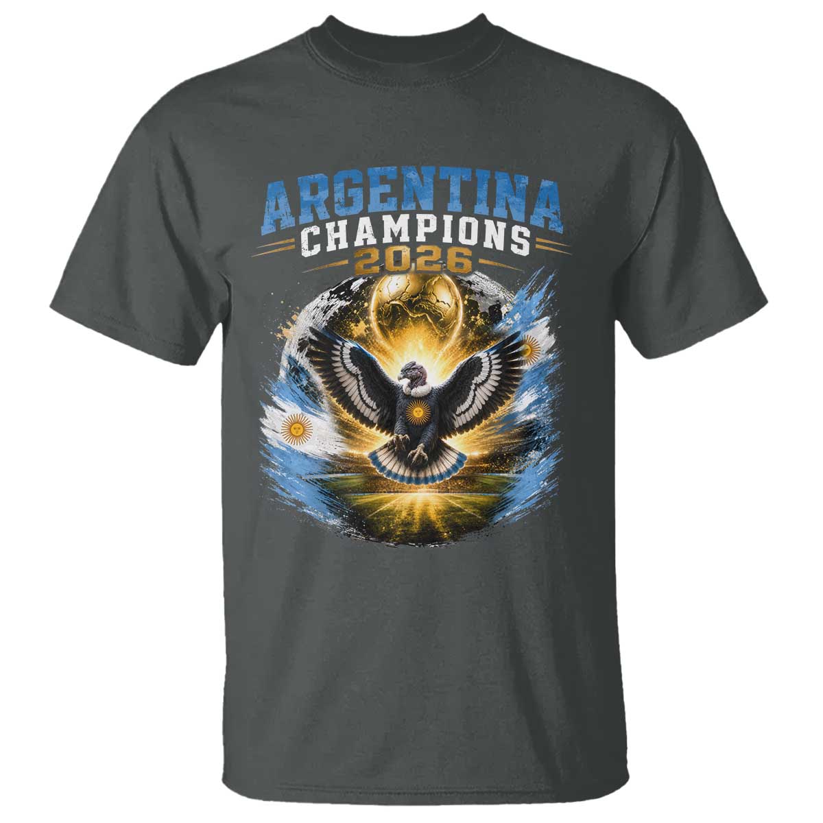Argentina Champions 2026 T Shirt Proud Argentinian Football Fan TS11 Dark Heather Print Your Wear