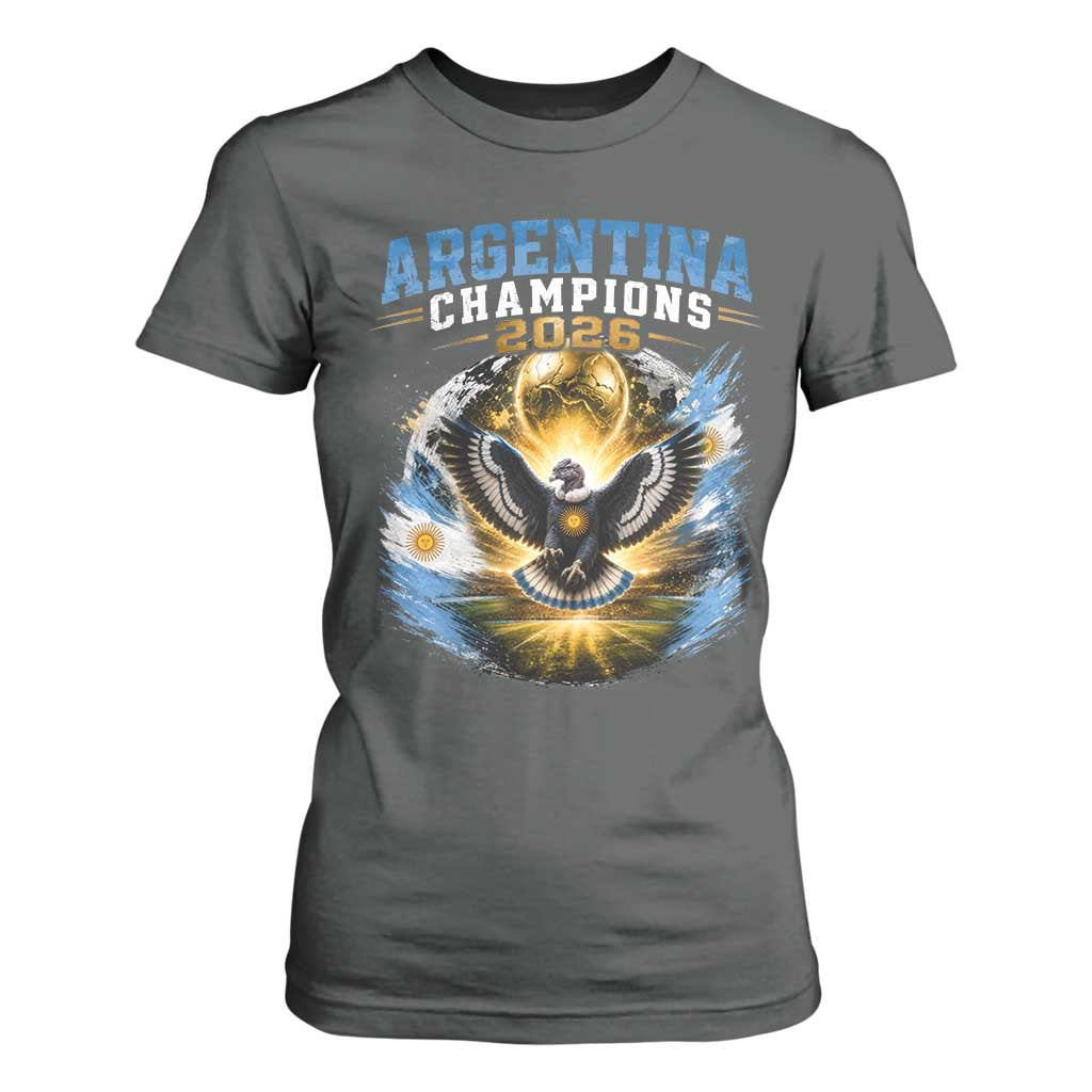 Argentina Champions 2026 T Shirt For Women Proud Argentinian Football Fan TS11 Dark Heather Print Your Wear