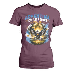 Argentina Champions 2026 T Shirt For Women Proud Argentinian Football Fan TS11 Maroon Print Your Wear