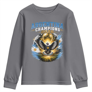 Argentina Champions 2026 Youth Sweatshirt Proud Argentinian Football Fan TS11 Charcoal Print Your Wear