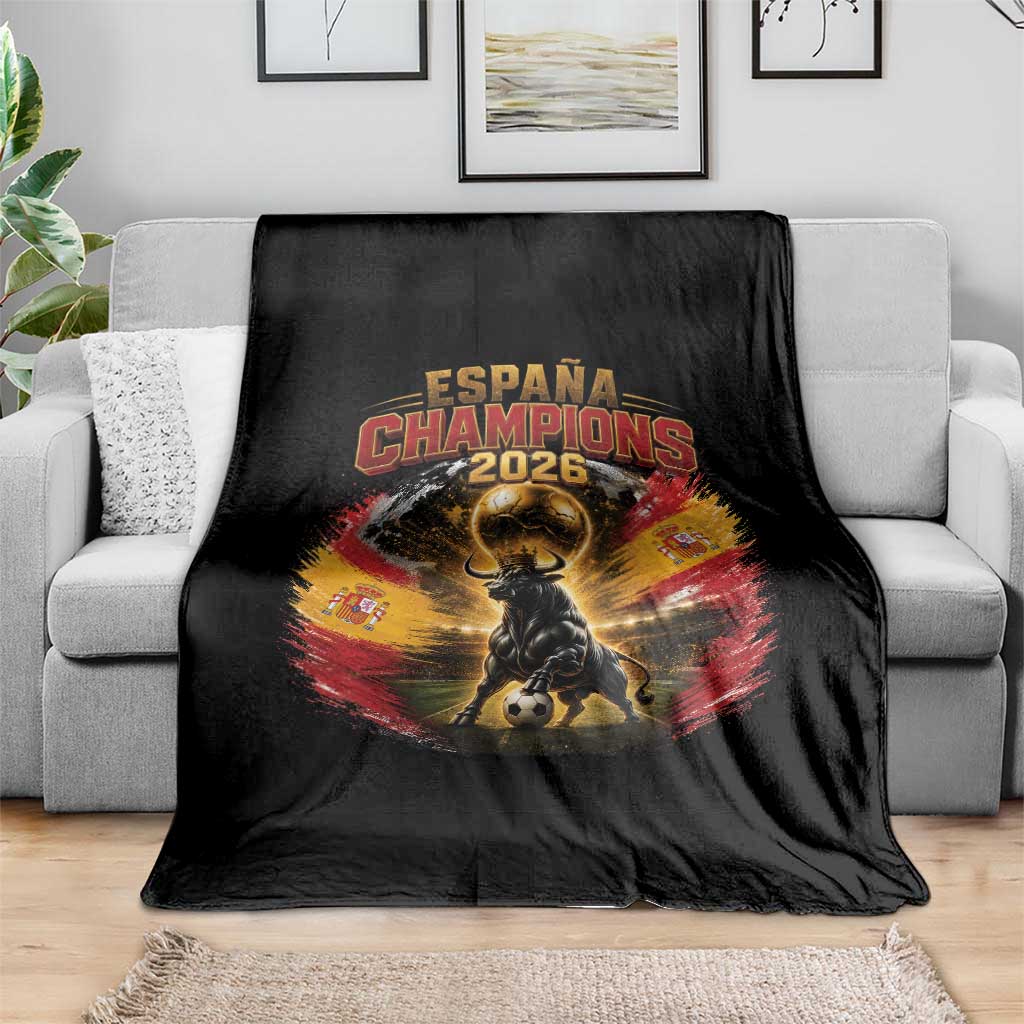 Espana Champions 2026 Throw Blanket Spain Football Fan Spanish Bull Graphic TS11 Print Your Wear
