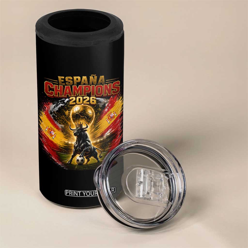 Espana Champions 2026 4 in 1 Can Cooler Tumbler Spain Football Fan Spanish Bull Graphic TS11 Print Your Wear