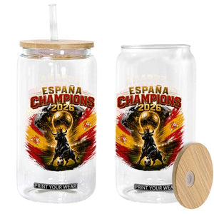 Espana Champions 2026 Glass Can Spain Football Fan Spanish Bull Graphic TS11 Print Your Wear