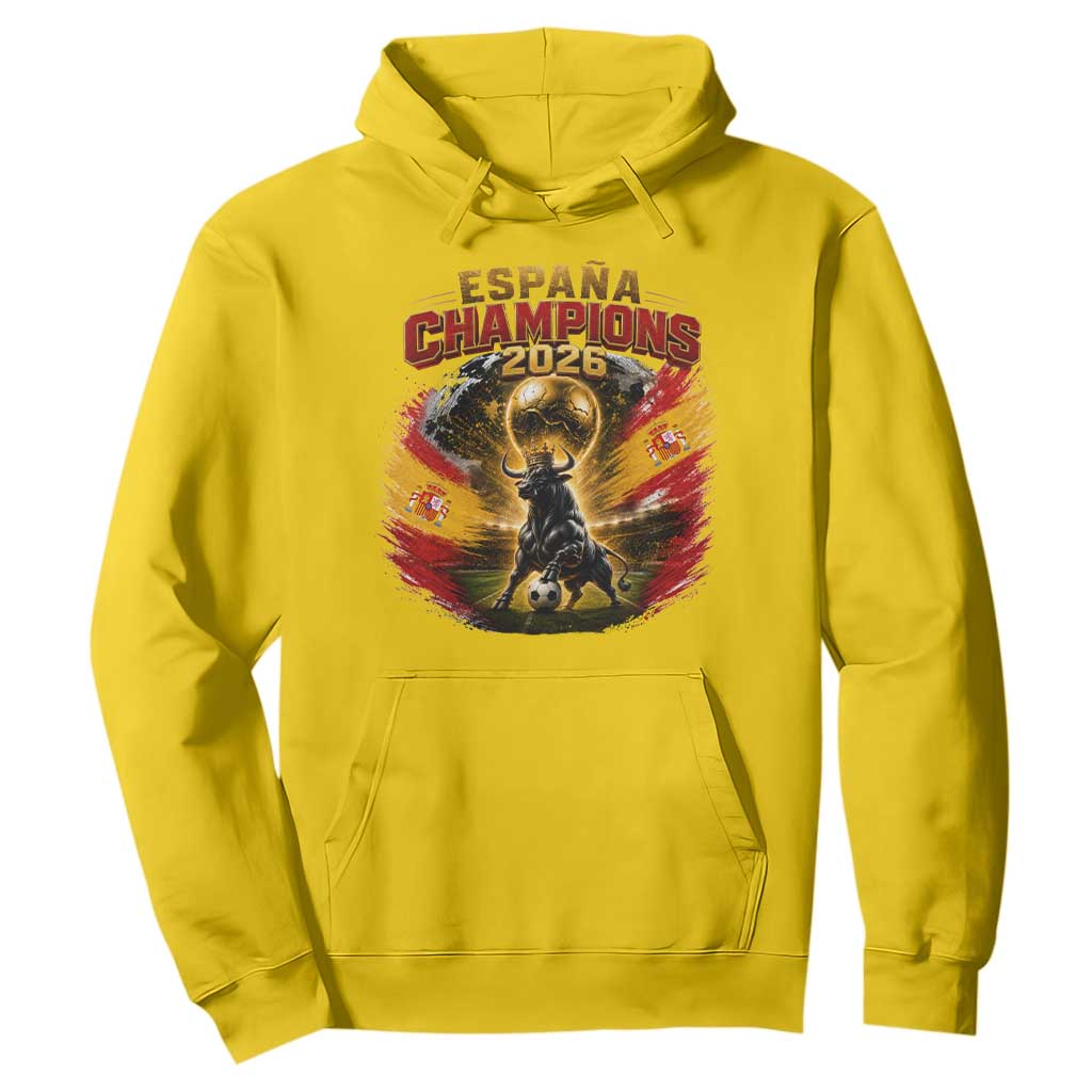 Espana Champions 2026 Hoodie Spain Football Fan Spanish Bull Graphic