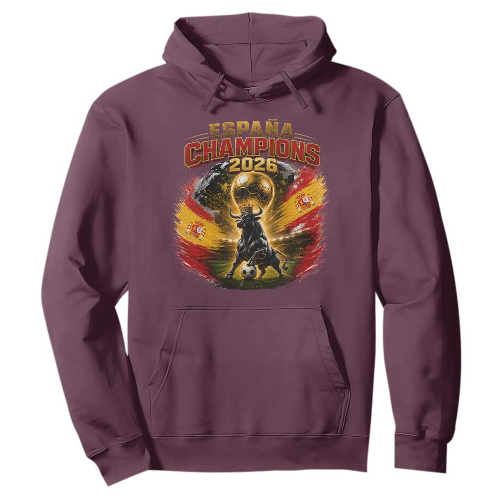 Espana Champions 2026 Hoodie Spain Football Fan Spanish Bull Graphic