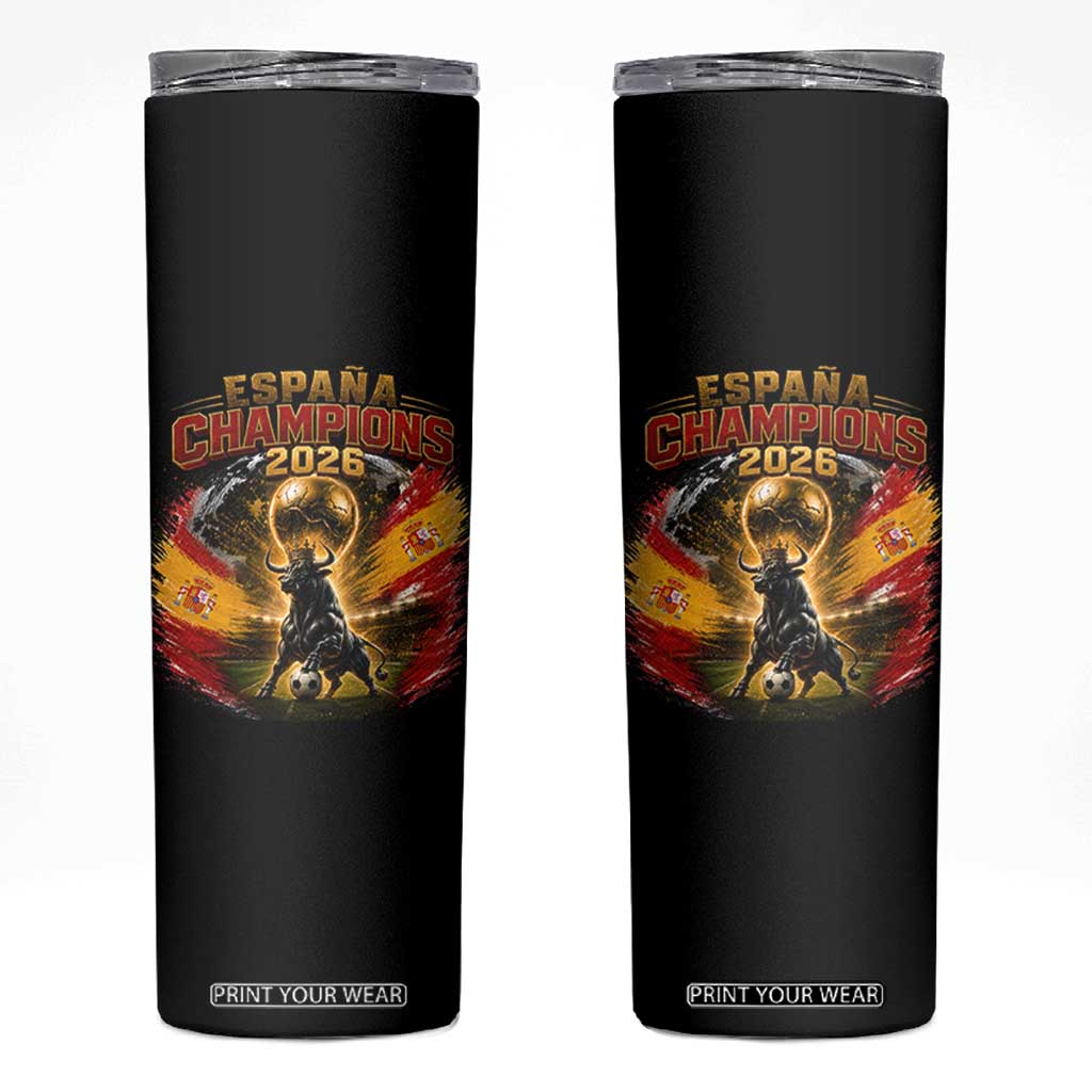 Espana Champions 2026 Skinny Tumbler Spain Football Fan Spanish Bull Graphic TS11 Black Print Your Wear