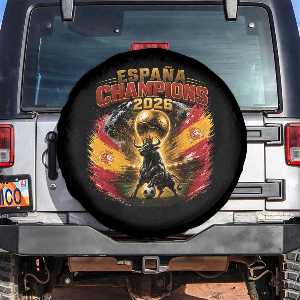 Espana Champions 2026 Spare Tire Cover Spain Football Fan Spanish Bull Graphic TS11 No hole Black Print Your Wear