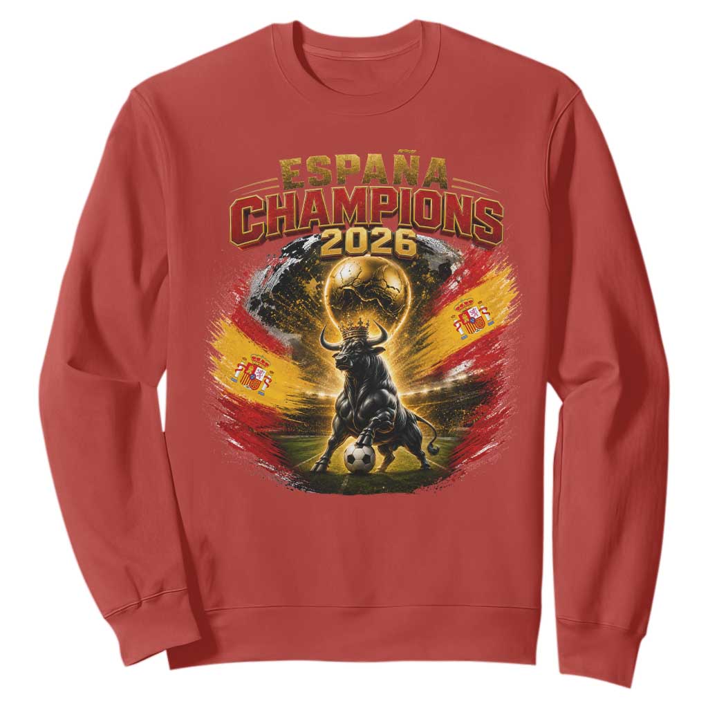 Espana Champions 2026 Sweatshirt Spain Football Fan Spanish Bull Graphic