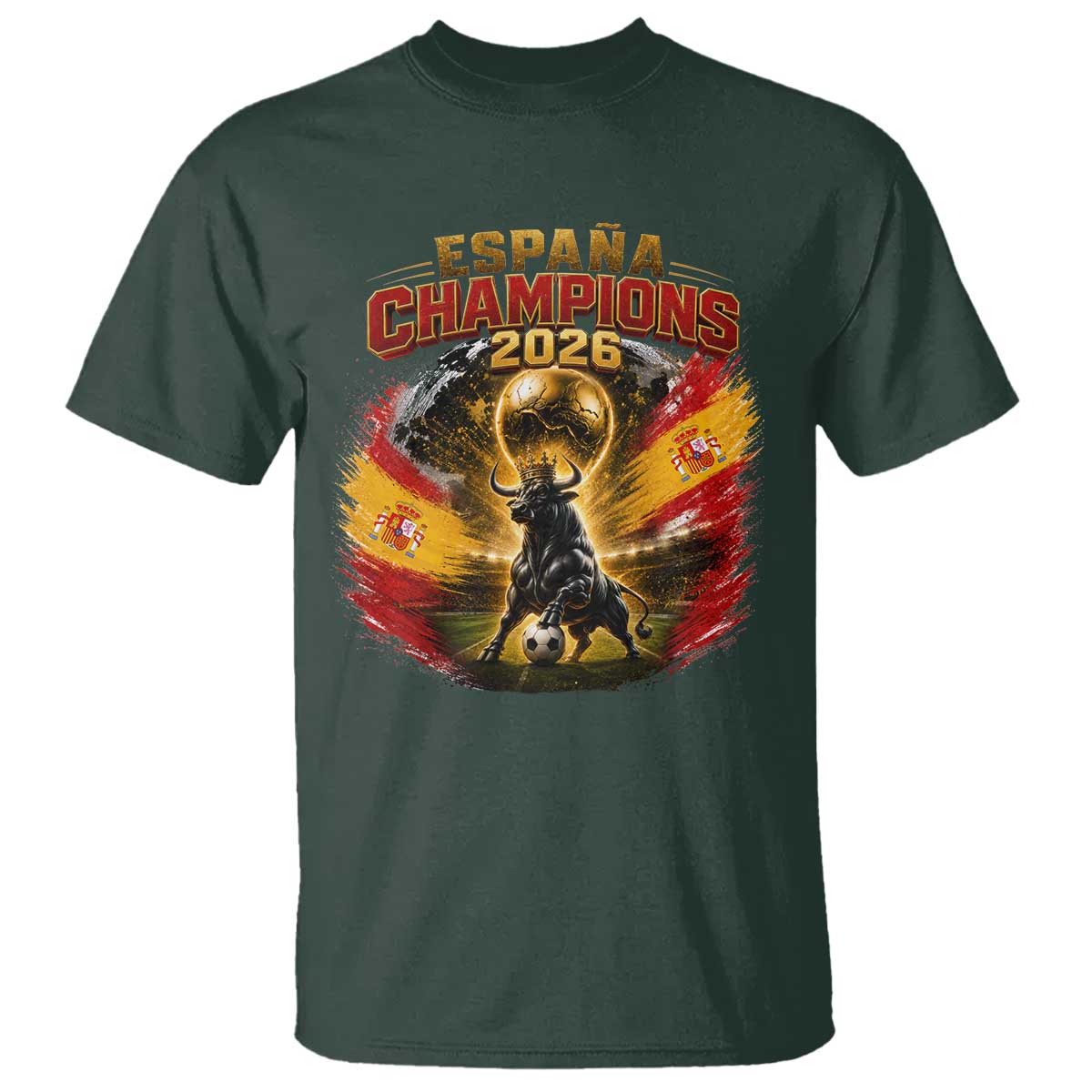 Espana Champions 2026 T Shirt Spain Football Fan Spanish Bull Graphic