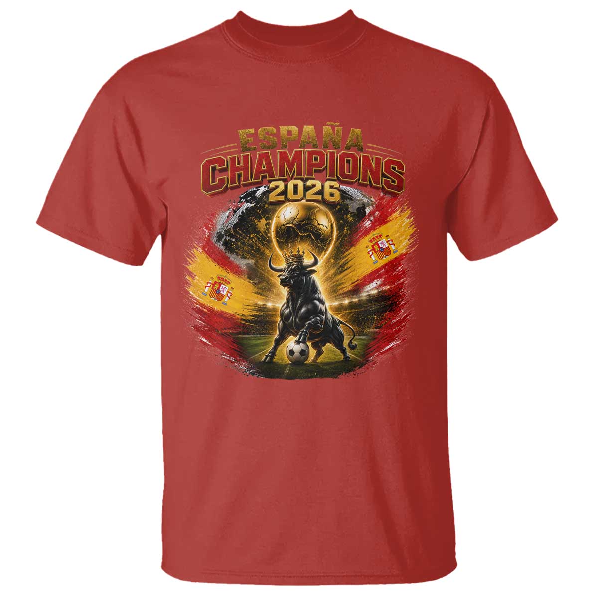 Espana Champions 2026 T Shirt Spain Football Fan Spanish Bull Graphic