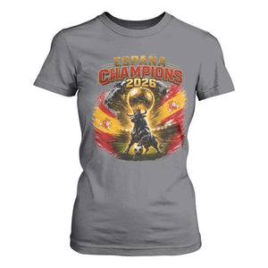 Espana Champions 2026 T Shirt For Women Spain Football Fan Spanish Bull Graphic