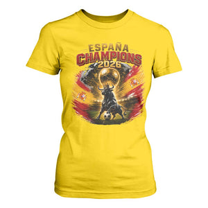Espana Champions 2026 T Shirt For Women Spain Football Fan Spanish Bull Graphic