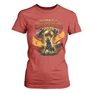 Espana Champions 2026 T Shirt For Women Spain Football Fan Spanish Bull Graphic