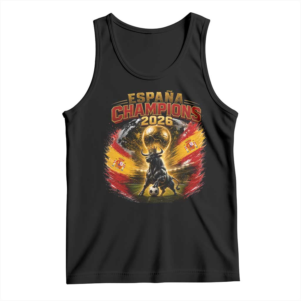 Espana Champions 2026 Tank Top Spain Football Fan Spanish Bull Graphic TS11 Black Print Your Wear