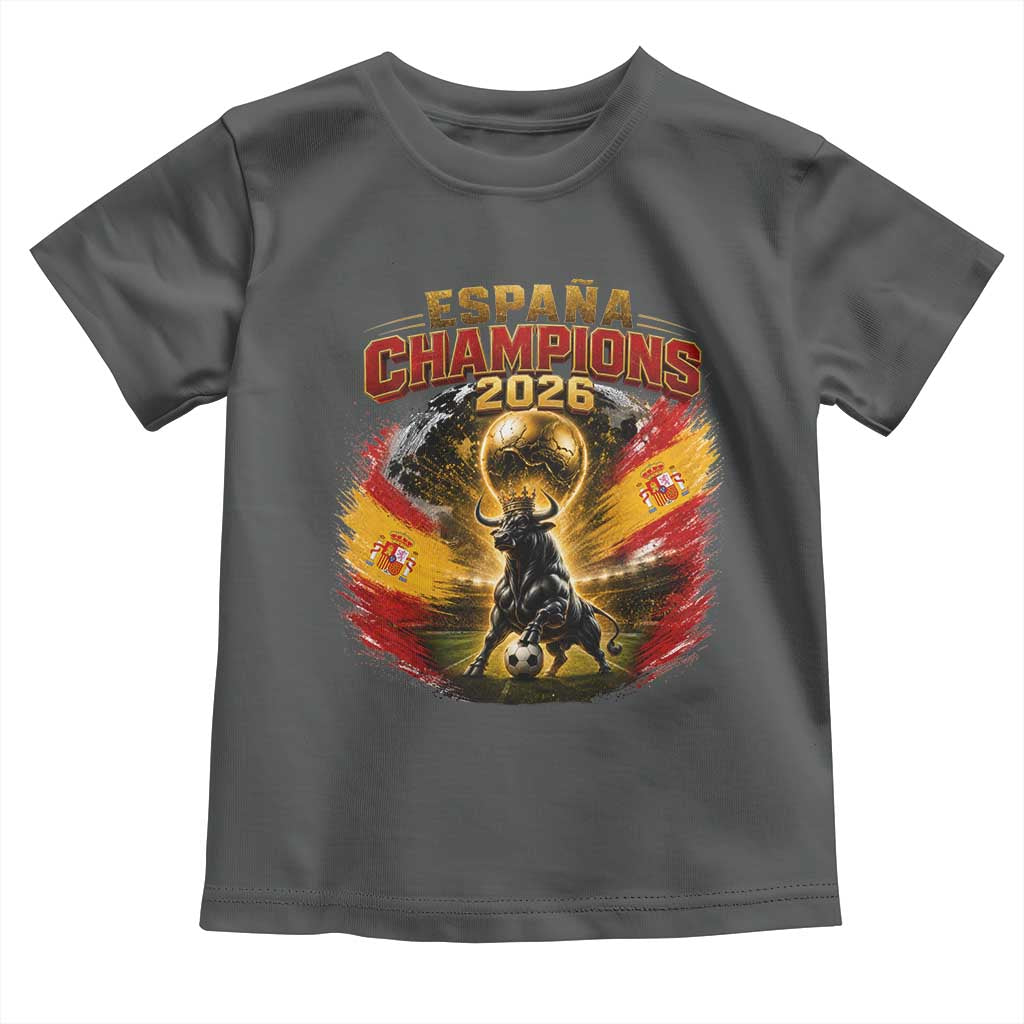 Espana Champions 2026 Toddler T Shirt Spain Football Fan Spanish Bull Graphic TS11 Dark Heather Print Your Wear