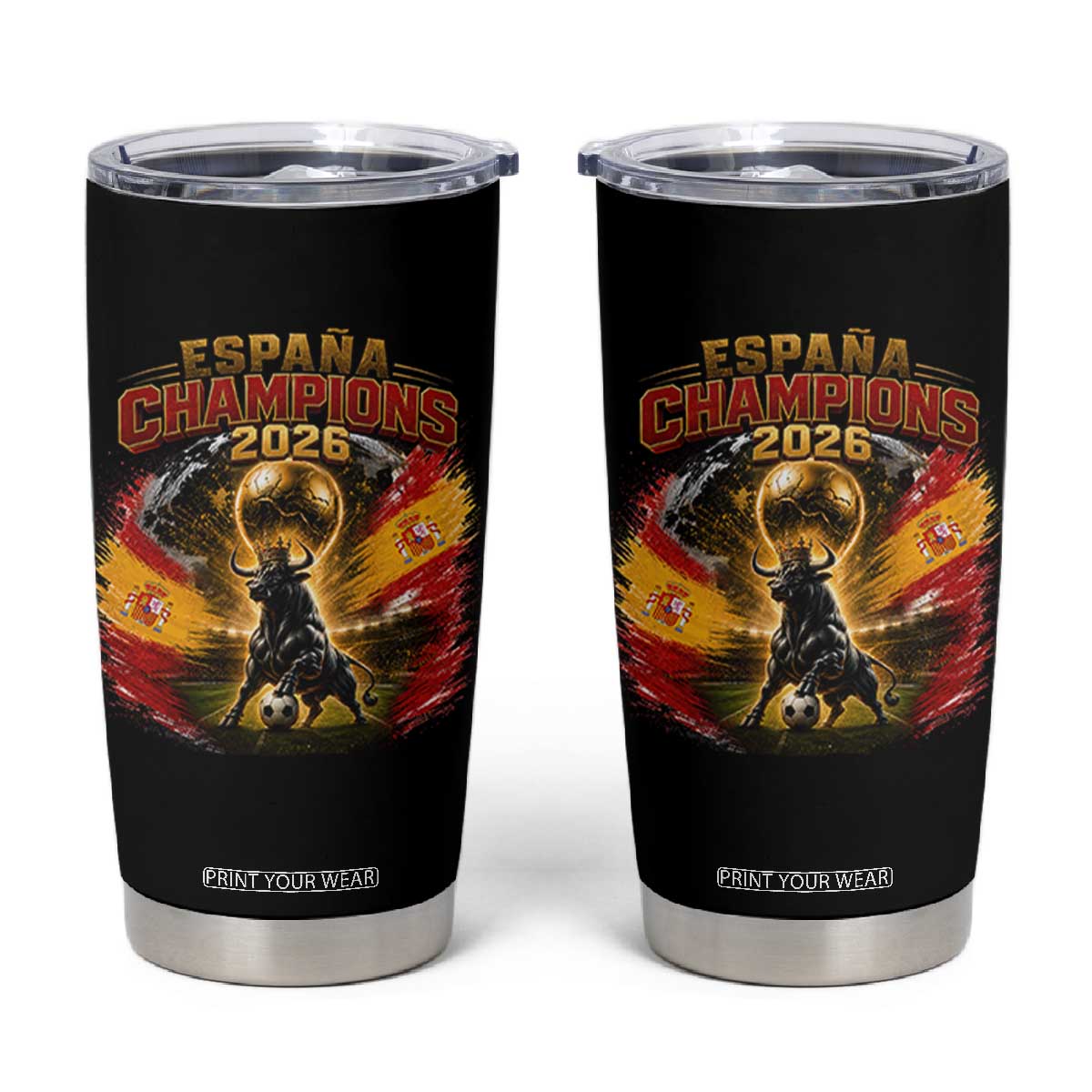 Espana Champions 2026 Tumbler Cup Spain Football Fan Spanish Bull Graphic TS11 Black Print Your Wear